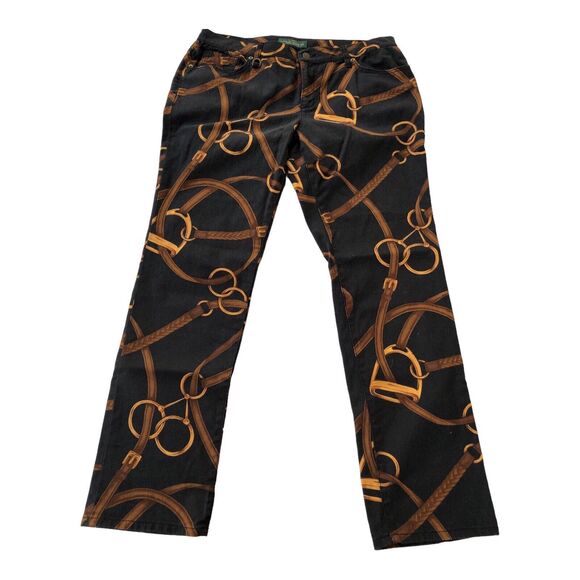 Ralph Lauren LRL Jeans Co Women's 16 Bridle Belting Equestrian Black EUC! - Picture 1 of 8